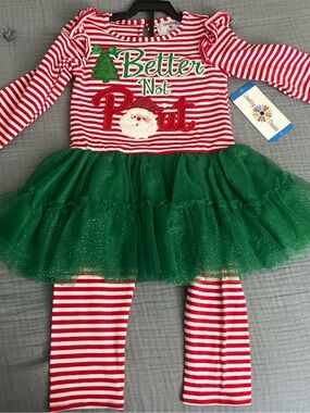 Country Kids Red & Green 'Better Not Pout' Holiday Tutu Outfit